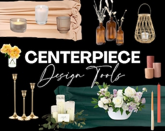 Plantilla de diseño de centro de mesa, diseño de centro de mesa para boda, decoración de centro de mesa para boda, centros de mesa de boda de tendencia, kit de herramientas de diseño, diseñador