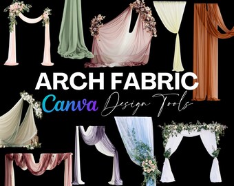 Herramientas de diseño de maquetas de tela para arcos de boda / Más de 240 herramientas de diseño de maquetas de tela para arcos de boda, maquetas digitales de decoración nupcial, plantillas de diseño