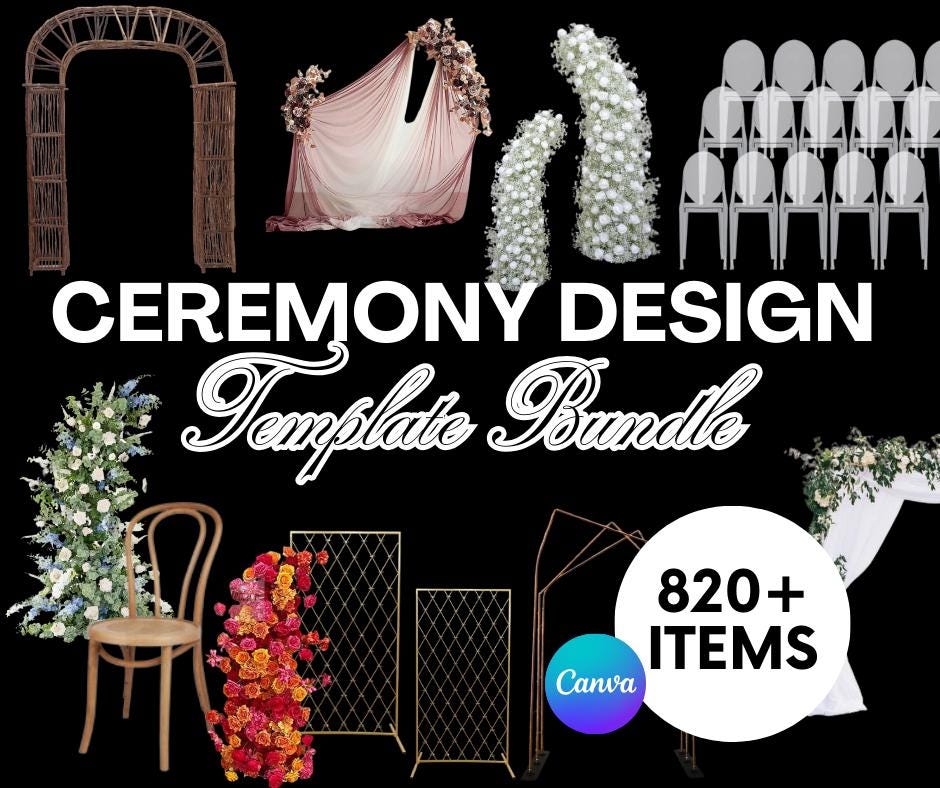 Wedding Ceremony Visual Mockup | Ceremony Design Template Bundle | Wedding Design Templates | Wedding Decor Mockup Templates | Canva Designs
