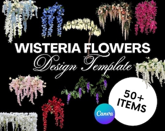 Plantilla de diseño de flores de glicina, artículos de diseño para bodas, diseño floral, diseño de floristería, planificación de decoración de bodas, herramientas para la planificación de bodas