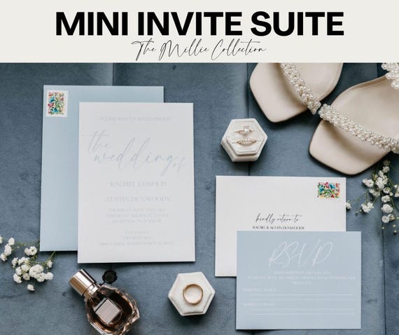 Dusty Blue Modern Invitation Suite, Modern Calligraphy Invite Suite, Dusty Blue Wedding Invitations, Modern Wedding Invitations, DIY Invites