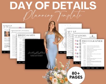 La MEJOR plantilla de planificador de bodas de día de detalles con líneas de tiempo reales / Planificador de bodas Canva para novias DIY / Plantilla de coordinador de bodas