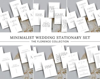 Paquete estacionario de boda mínimo / Signos de boda mínimos / Papelería de boda moderna / Signos de boda modernos / Mínimo Guardar las fechas