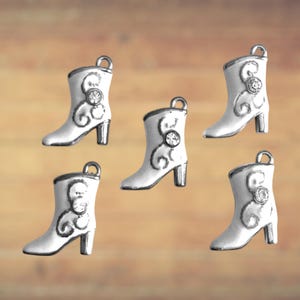 White Enamel and Silver Metal Boot Charms Item #12180