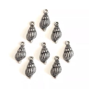 1pc Beads for Jewelry Making Silver Metal Sea Shell Charms Item #12132 - Priced per Charm
