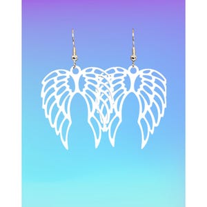 White Metal Angel Wings Earrings #2094 image 1