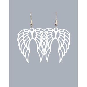 White Metal Angel Wings Earrings #2094 image 3