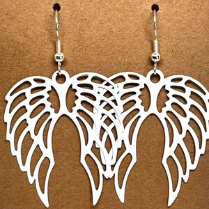 White Metal Angel Wings Earrings #2094 image 5