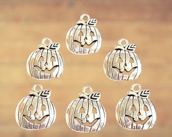 Silver Halloween Pumpkin Charm Jewelry Making Bead Item #13407