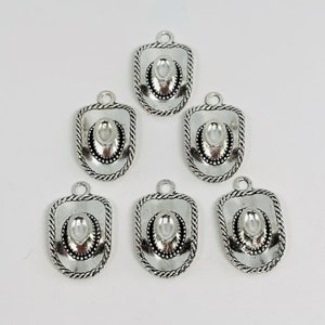 1pc Beads for Jewelry MakingSilver Metal Cowboy Hat Pendant Charms Item #17980, Priced by Charm