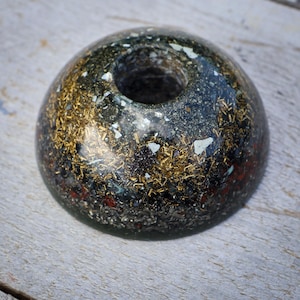 Orgonite Hemisphere, biogeometry, feng shui energy, Indigo Gabbro & Obsidian, Energy protection and projection