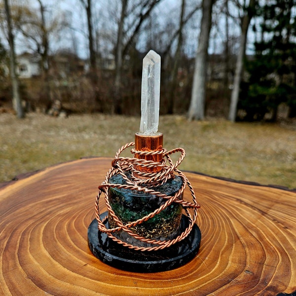 Celestial Nexus Tower, crystals and tensor rings tool based on an ancient Atlantian tool for holding a sacred space, ascension tools