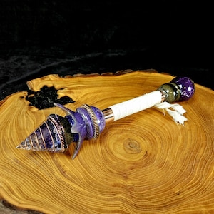 Copper orgonite and tensor ring wand with removable ends, crystal wand, spiritual wand, spiritual protection, altar wand, meditation tools
