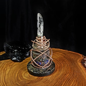 Crystal Tensor Ring Tower: Orgonite Atlantian Sacred Space Tool