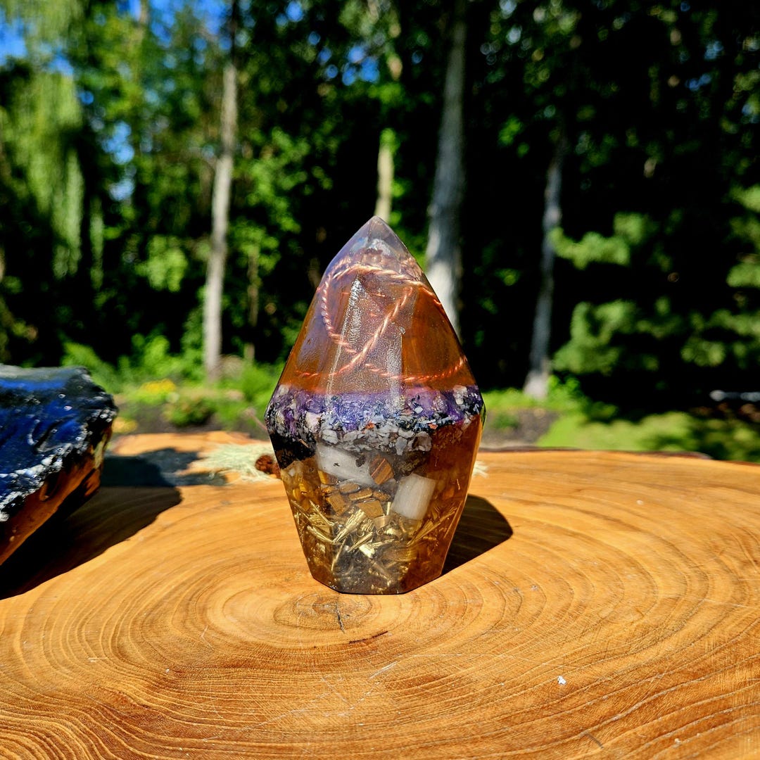 Handmade Crystal Orgonite Tensor Ring Wand Topper, Wizard Staff ...