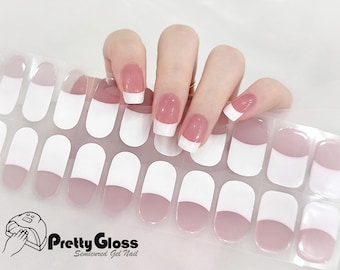 Semi-uitgeharde gelnagelwraps Nagelstickers Franse nagels Ontwerp Witte kleur 22 strips Voeden echte gelnagellak