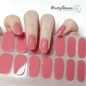 Semicured Gel Nail Wraps Stickers Solid Dusty Rose 22 Strips Nourish Soft Mauve Pink UV Gel Stickers Press On Nails DIY Salon Manicure