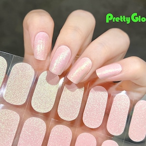 Gel Nail Wraps Light Pink Color Shimmer Effect Design Street Art Blue Purple 20 Strips Nourish Real Gel Nail Polish