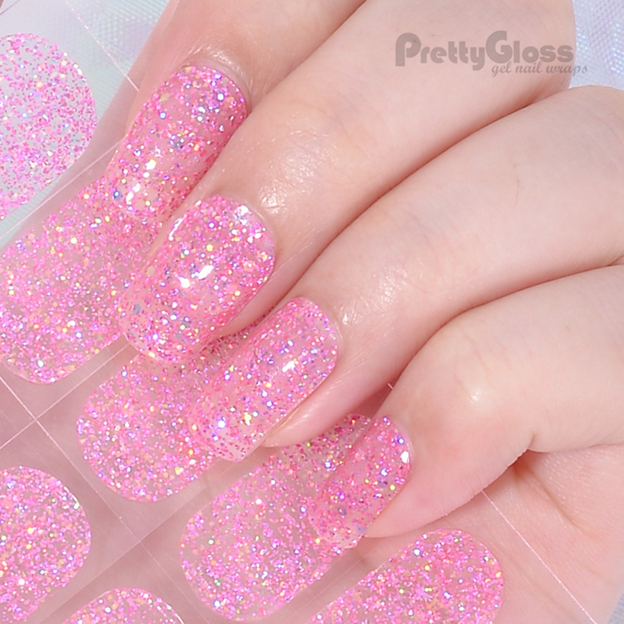 Uñas con brillo rosa - Etsy México, image size:2000x2000