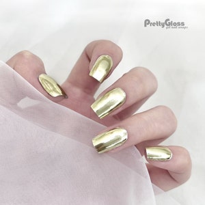 Champagne Gold Color Chrome Effect Metallic Gel Nail Wraps 22 Strips Street Art Nail Polish Nourish Nails