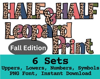 Half Leopard Font PNG Edición de otoño alfabeto de leopardo png cheetah fuente salvaje animales imprimir letras png Números superiores e inferiores Símbolos PNG Paquete