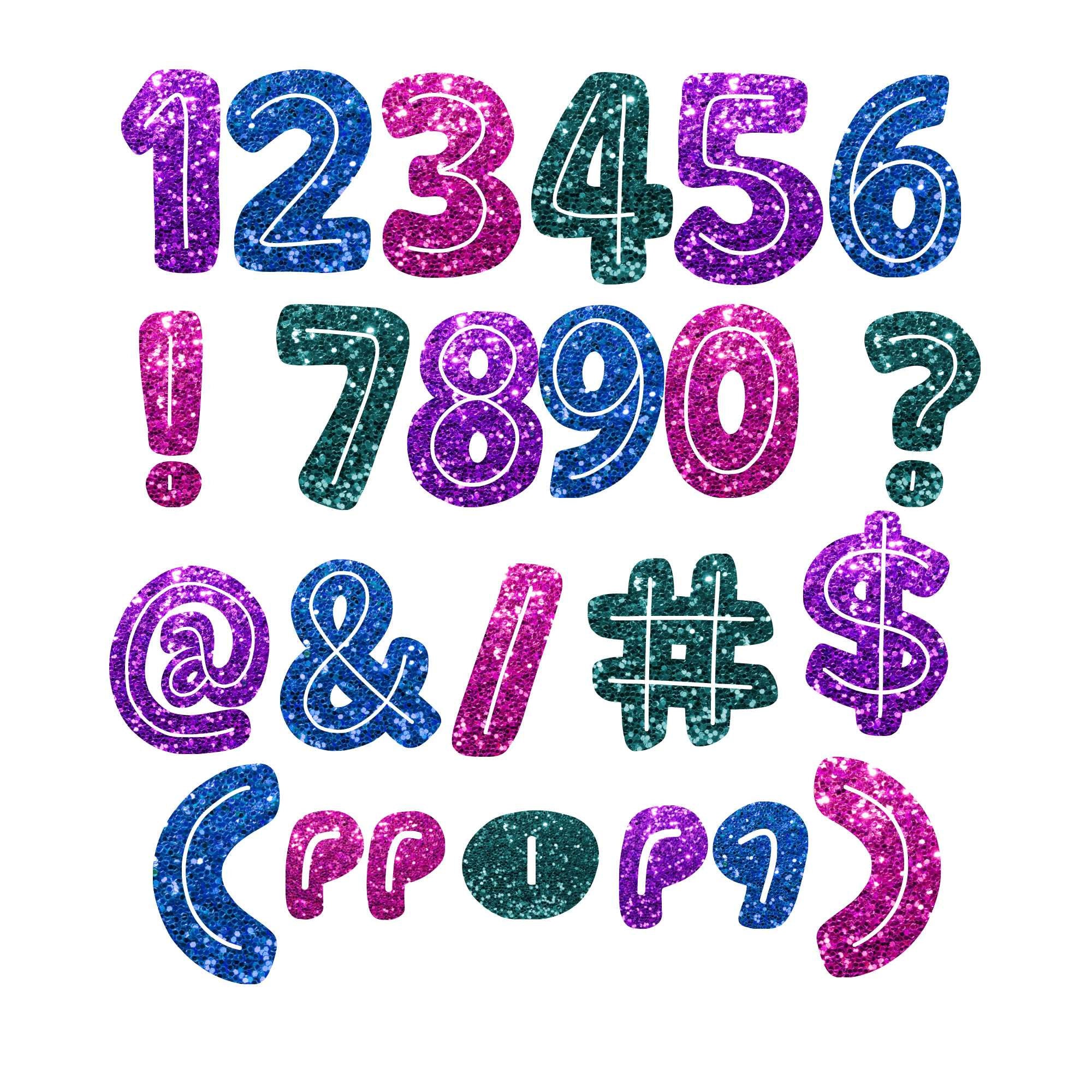 Mermaid Glitter White Inline Alpha Doodle Rainbow Glitter PNG Alphabet ...
