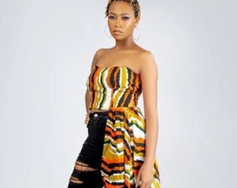 African Print Sweet Nayanka Asymmetric Top