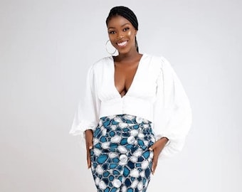 African Print Chinua Front Button Skirt