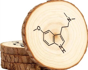 DMT Molecule Wooden Coaster Set gift trippy