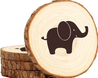 Cute Elephant Wooden Coaster Set gift nature animals