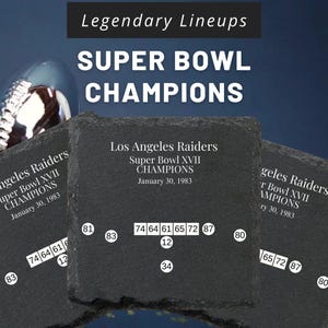 Super Bowl Champion Coasters Los Angeles Raiders SB XVII Champion Laser Engraved Slate - Perfect Gift for NFL Fans dads football men bar