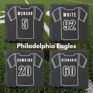 NFL Legends Schiefer Untersetzer Set Laser Gravur Football Geschenk kultige Spieler 4er Set für Ihn Sport Fan Bar Dekor Größte aller Zeiten # 4