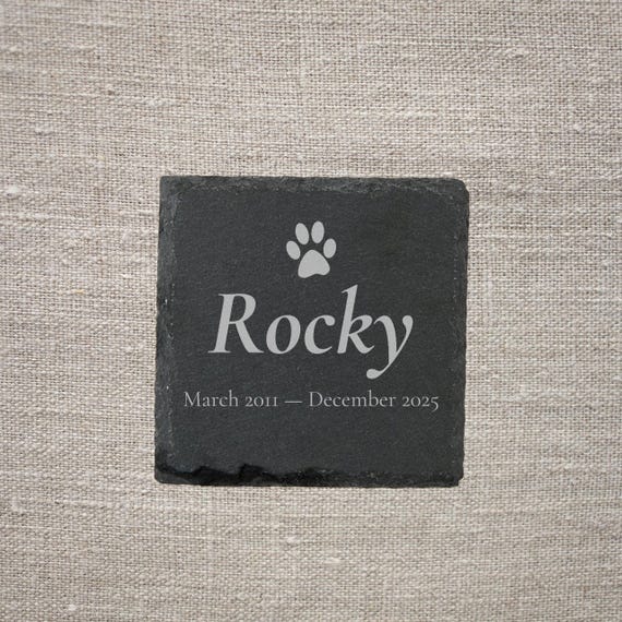 Dog Memorial Stone | Personalized Loss of Pet Gift | Custom Engraved Slate | Memory Plaque