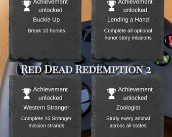 Xbox One Gamer Gift Coasters "Achievement Unlocked" Laser Engraved Slate for gamers Video Game Gift Decor art for nerds