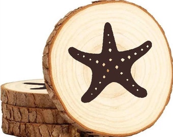 Starfish Wooden Coaster Set gift Animal fish ocean nature