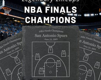 Ensemble de 4 sous-bocks en ardoise des champions de la NBA des San Antonio Spurs de la finale de la NBA 2005 en édition limitée, cadeau pour un fan de basket-ball à partir de 5 ans
