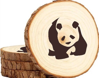 Panda Wooden Coaster Set gift animal nature bear