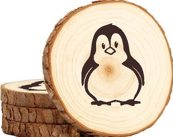 Cute Penguin Wooden Coaster Set gift animal nature bird arctic