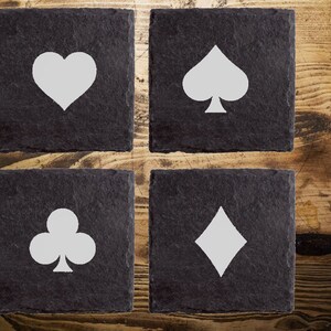 Poker Slate Coaster Set gift Playing Card Suits