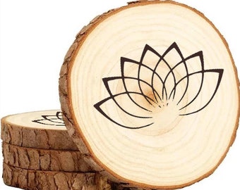 Lotus Wooden Coaster Set gift flower zen meditation