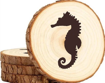 Sea Horse Wooden Coaster Set gift Animal fish ocean nature