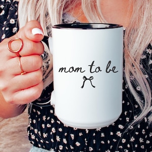 Pregnancy Announcement, Pregnancy Gift, Gift for Expecting Mom, Pregnant Mama Gift, Baby Shower Gift, Pregnant Coffee Mug, Coquette Bow Cup