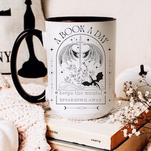 Dragon Bookish Mug, Book Lover Fantasy Mug, Booktok Things, Book Merch, Bookish Aesthetic, Large Coffee Cups, Cozy Reading Mug, Book Club