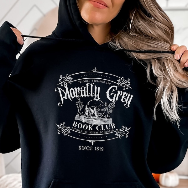 Morally Grey Book Club Hoodie, Dark Romance Sweatshirt, Spooky Season Crewneck,  Bookish Shirt, Vintage Style Booktok Sweatshirt