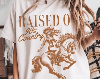 Western Shirt Women, Country Shirt, Gift for 90s Baby, Concert Shirt, Vintage Cowgirl Tee, Raised on 90s Country, Rodeo Shirt, Summer vibes