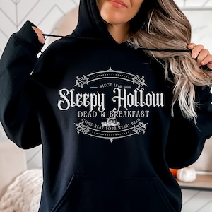 Sleepy Hollow Dead and Breakfast Hoodie, Spooky Season Sweatshirt, Halloween Sweater, Fall Shirt, Witchy Salem Hoodie, Vintage Style Retro