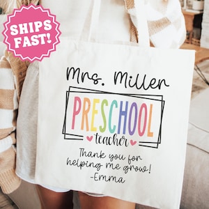 Cadeau pour enseignant, Cadeau pour enseignant d'âge préscolaire, Cadeau de rentrée des classes, Sac fourre-tout pour enseignant, Cadeau personnalisé pour enseignant, Cadeau personnalisé d'un élève, Cartable