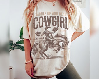 Bookish Cowgirl Shirt Cowboy Romance Reader Club Western Book Lover Shirt Country Bookish Tee Bookish Gift For Her Country Girl Reader Art