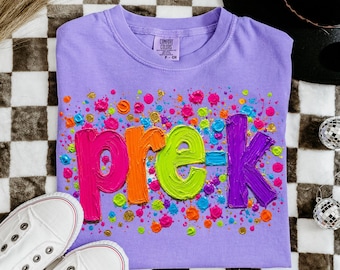 Camiseta personalizada para profesor, camiseta para profesor, regalo personalizado para profesor, camiseta para profesor de preescolar, pintada para la vuelta al cole, de moda para primaria y jardín de infancia.