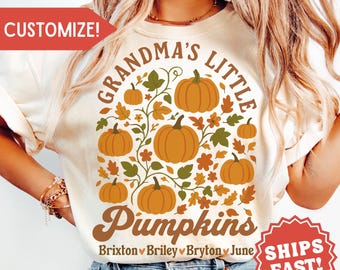 Grandma Gift, Grandma Shirt, Grandma's Little Pumpkins, Personalized Grandma Gift, Custom Gift for Grandma, Pregnancy Announcement Gift